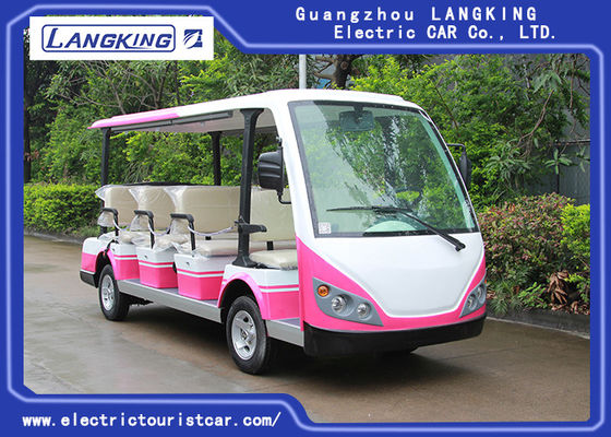أحمر / أبيض 11 الركاب 72V 7.5KW جولة حافلة كهربائية للمجتمع سكني