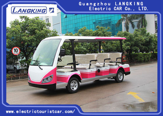 أحمر / أبيض 11 الركاب 72V 7.5KW جولة حافلة كهربائية للمجتمع سكني